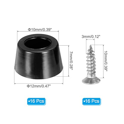 Cutting Board Feet, 16 Pack Round Rubber Feet Bumpers Non Slip Bumper Pads with Stainless Steel Screws for Furniture Chairs Desks Electronics (0.11" Wx0.28 H) - size: 0.11"Wx0.28"H