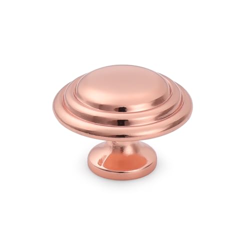 Gobrico 1-3/8" Shiny Copper Bifold Cabinet Knobs Rose Gold Round Style Kitchen Zinc Alloy Door Handles 5 Pack - color: Rose Gold