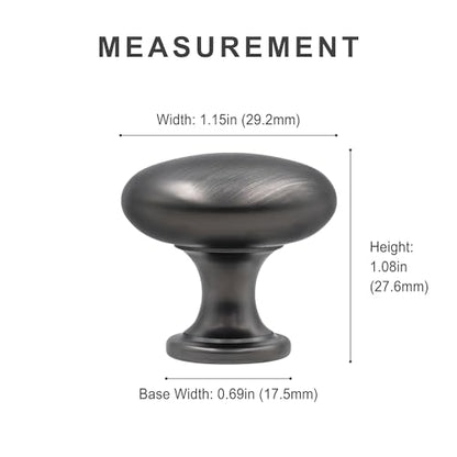 HESTIA HARDWARE 10 Pack | Antique Pewter Cabinet Pulls and Knobs | 1.15 Inch (29mm) Round Silver Knobs for Cabinets and Bathroom Drawers (Z5.10.B) - color: Antique Silver