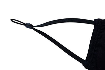 Simlu 6 Pack Unisex Reusable Pleated Fabric Face Mask with Adjustable Elastic, 2 Layer, Washable, Nose Wire Black Cloth Fits Men Women and Kids (OS Fits All, 6 Pack)