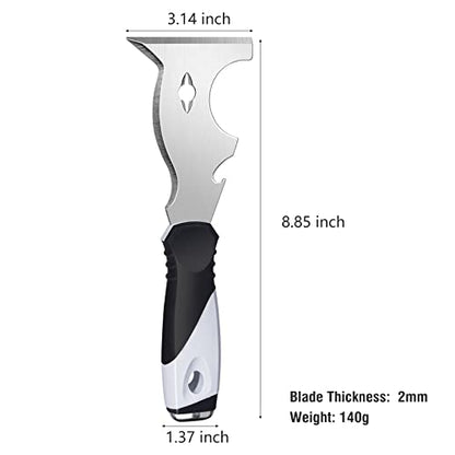 Mister Rui 2 Pack Putty Knife Set, 10 in 1 Paint Scraper Tool with 2 Inch Stainless Steel Painters Tool, Paint Scraper for Painting & Wood, Metal Scraper - color: 2" and 10 in 1 Putty Knife