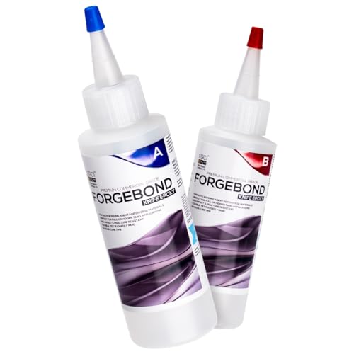 Superclear Forge Bond Knife Handle Epoxy 8 oz Kit, Flexible and Rigid Adhesive for Full and Hidden Tang Knives, High Impact Fracture Resistant, Made in the USA