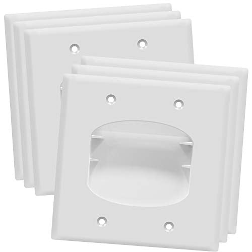 TOPGREENER Recessed Low Voltage Cable Wall Plate for Home Theaters, Size 2-Gang 4.50" x 4.50", Polycarbonate Thermoplastic, TG8882-6PCS, White, 6 pack - size: 2 Gang, style: 6 Pack