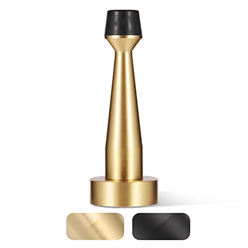 Solid Brass Door Stop, Decorative Door Stopper Wall Protector, Heavy Duty Door Stop with Rubber Bumper Tip for Wall Door Protection Sound Dampening, Brushed Gold Brass Plated - color: Brushed Gold