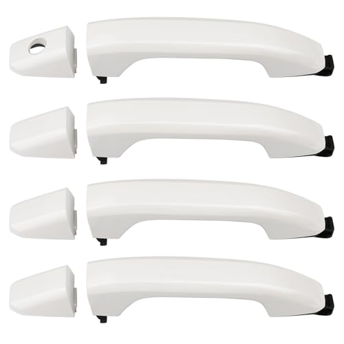 APPERFiT Exterior Door Handles w/Gaskets Set White Compatible with 2014-2020 Chevy Chevrolet Silverado Suburban Tahoe, GMC Sierra Yukon Door Parts 13534897 22923605 84711849 - color: White