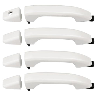APPERFiT Exterior Door Handles w/Gaskets Set White Compatible with 2014-2020 Chevy Chevrolet Silverado Suburban Tahoe, GMC Sierra Yukon Door Parts 13534897 22923605 84711849 - color: White