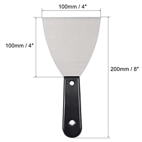 uxcell Putty Scraper 4" Spatula Drywall Repair Spreader Stainless Steel Blade Black Handle 4Pcs