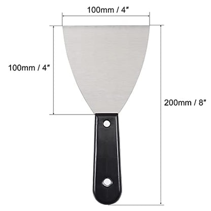 uxcell Putty Scraper 4" Spatula Drywall Repair Spreader Stainless Steel Blade Black Handle 4Pcs