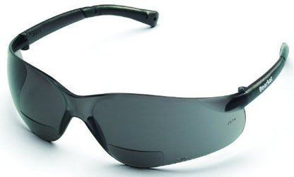 MCR Safety Crews BKH15G BearKat Magnifier Polycarbonate 1.5 Diopter Gray Lens Safety Glasses with Non-Slip Hybrid Black Temple Sleeve - color: Gray Lens, size: 1.5 Diopter