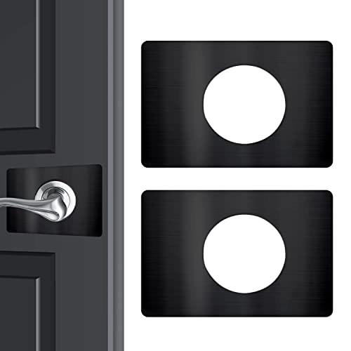 Door Lock Repair Plate, Door Lock Reinforcement Plate, Door Lock Fixing Plate, Door Knob/Lever/Deadbolt Fixing Filler Cover Plate, Prevent Door Lock Loose or Wobbly - Black 2 Pack - color: Black