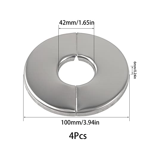 4Pcs 304 Stainless Steel Wall Split Flange Round Escutcheon Plate Cover for Various Pipes (42mm/1.65in) - size: 42mm/1.65in