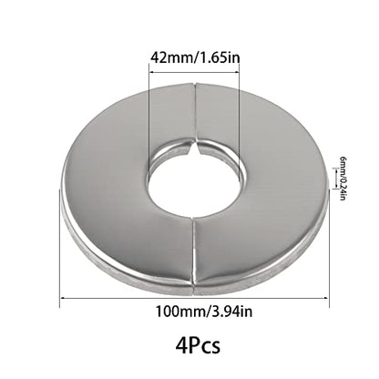4Pcs 304 Stainless Steel Wall Split Flange Round Escutcheon Plate Cover for Various Pipes (42mm/1.65in) - size: 42mm/1.65in