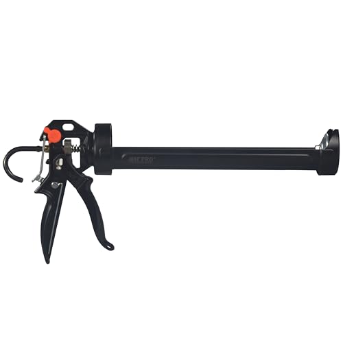 AWF PRO 29 oz Dual Thrust Caulk Gun, 25:1 or 12:1 Thrust Ratio, No Drip, Rotating Barrel, Comfort Grip, with Built-In Puncture Tool - size: 29 oz, style: Pack of 1