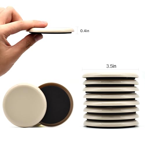 Furniture Sliders, 8 Pcs 3 1/2'' Furniture Sliders Pads for Hardwood Floors, Chair Legs Floors Protectors, Reusable Round Glides Glider, Heavy Duty Furniture Movers Sliders - size: 3 1/2" Round-8 Pack Beige