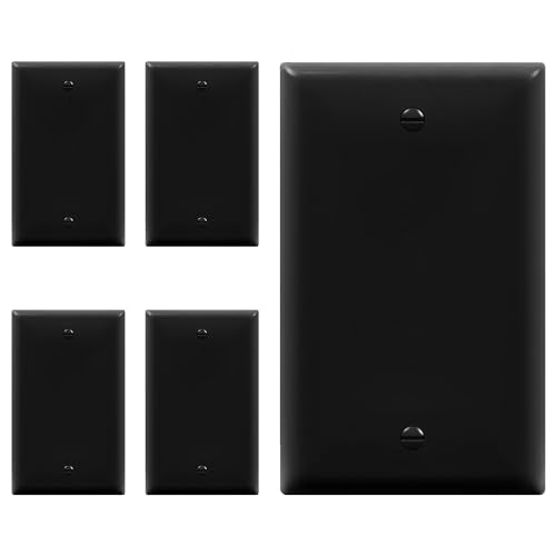 ENERLITES Blank Device Wall Plate, Gloss Finish, Standard Size 1-Gang 4.50" x 2.76", Polycarbonate Thermoplastic, 8801-BK-5PCS, Black (5 Pack) - color: Black, size: 1 Gang