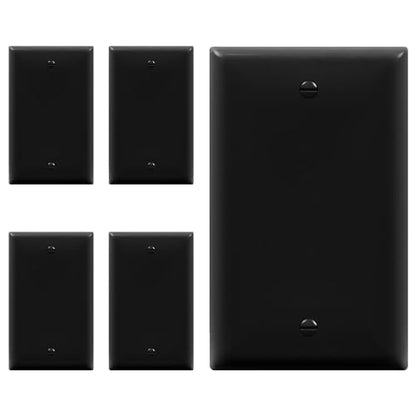 ENERLITES Blank Device Wall Plate, Gloss Finish, Standard Size 1-Gang 4.50" x 2.76", Polycarbonate Thermoplastic, 8801-BK-5PCS, Black (5 Pack) - color: Black, size: 1 Gang