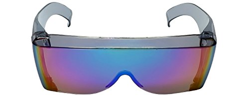 Calabria 3000 Fitover Safety Glasses with Uni-Lens – [Green Mirror] Wrap Around Eye Protection | Anti-Fog Scratch Resistant | Protective Eyewear - color: Green Mirror