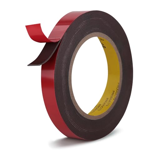 Heavy Duty Double Sided Tape 0.5" x 13.8 Ft Made of 3M 4611 Gray Strong Adhesive Withstands 450°F for Reliable Waterproof Foam Mounting Tape for Home Office Deco Automotive Metal Glass Bonding - color: Gray, size: 0.5" X 13.8ft