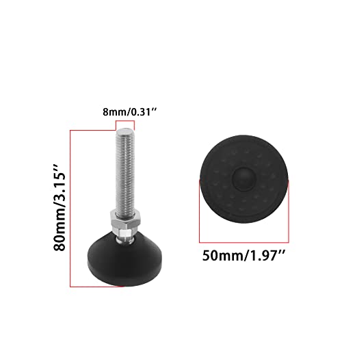 Adjustable Leveling Feet, Furniture Glide Swivel Leveling, 4PCS Swivel Furniture Levelers Legs, Heavy Duty Table Leg Extenders Glide for Chairs Workbench Cabinets Workbench Shelving Rack - size: M8 × 50mm × 80mm
