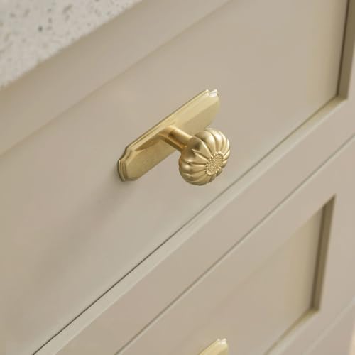 Unlacquered Brass Cabinet Knob with Backplate, Solid Brass Pumpkin Drawer Pull for Kitchen and Vanity, 6 Pack - color: Unlacquered Brass, size: Knob