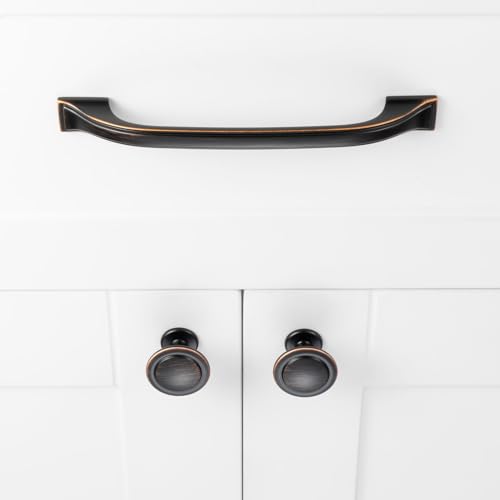 Oil Rubbed Bronze Cabinet Knobs Bronze Drawer Knobs, 10 Pack 1-1/4 Inch, 8222 Round Single Hole Cabinet Pulls for Kitchen Cabinets Drawers Bedroom Dresser Cupboard Bathroom Vanity - color: Oil Rubbed Bronze, size: 1-1/4 Inches, style: 10 Pack Round Knob