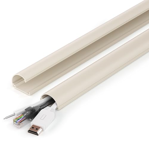 ZhiYo Cord Hider 34in (2X L17in), Cable Hider for 2-4 Cords, Wire Covers for Wall Mount TV, Cable Raceway Beige, W1.4in x H0.7in - color: Beige, size: 1.4in W X 0.7in H X 34in L