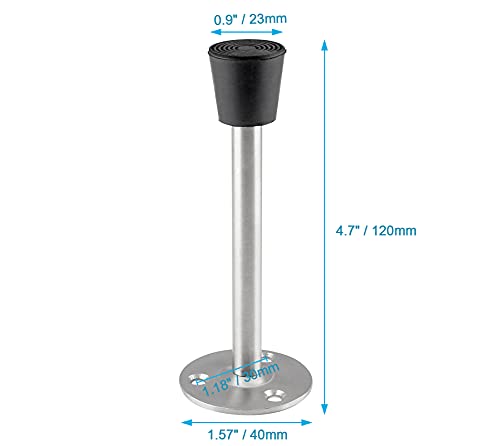 2 Pack Stainless Steel Heavy Duty Door Stop 5" Wall Mounted Door Stopper with Rubber Tip Design Mute for Wall and Door Protection, 4.7" / 120mm - size: 4.72"/120mm