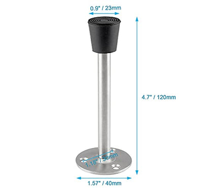 2 Pack Stainless Steel Heavy Duty Door Stop 5" Wall Mounted Door Stopper with Rubber Tip Design Mute for Wall and Door Protection, 4.7" / 120mm - size: 4.72"/120mm