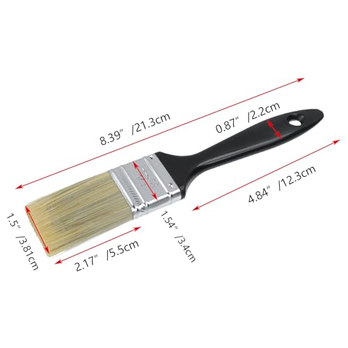 KUMGROT 2 Pcs 1.5Inch Paint Brush Set, Soft Horsehair Long-Handled Brushes for Paint & Pigment Furniture Renovation Exterior Walls Wood Paneling, for Detailed Touch-Ups and Spot Repairs - size: 1.5"