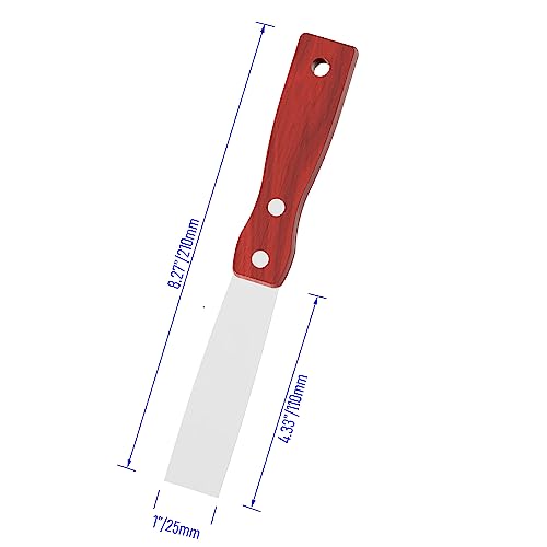 Putty Knife, 2PCS 1 Inch Stainless Steel Scraper Tool, Wooden Handle Metal Spackle Knives for Drywall, Decals, Wall Paper, Floor Tile, Patching, Painting, Taping, Scraping Coating