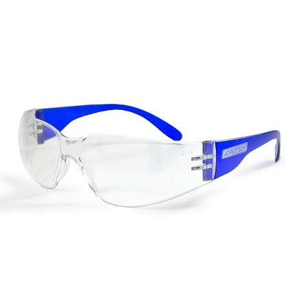 JORESTECH Safety Glasses, ANSI Z87+ Compliant, Impact-Resistant Polycarbonate Lenses, UV Protection, Anti-Scratch Coating, 12-Pack - color: Blue-clear