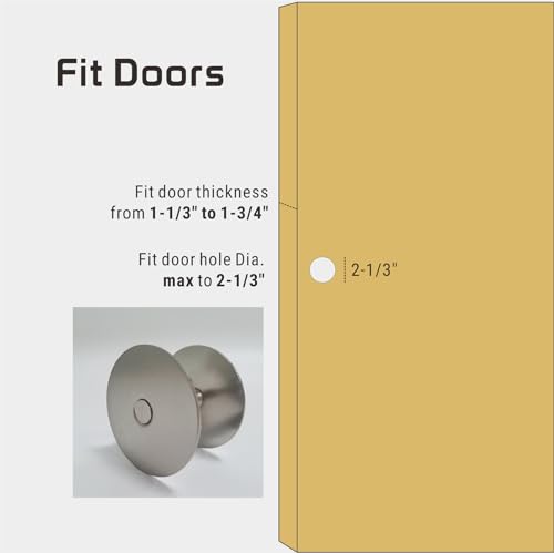 Door Knob Cover, 2-5/8" Diameter Solid Steel Deadbolt Cover Plate, Hole Filler Plate for Door Handle (1, Satin Nickel) - color: Satin Nickel