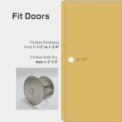 Door Knob Cover, 2-5/8" Diameter Solid Steel Deadbolt Cover Plate, Hole Filler Plate for Door Handle (1, Satin Nickel) - color: Satin Nickel
