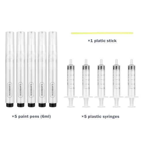 LANBEIDE Touch Up Paint Pen - Fillable Brush Pens 5Pcs for Drywall Repair, Wall, Furniture, Cabinet, Wood Floor, Window, 6ML - size: 5 Count (11 Pcs Kit)