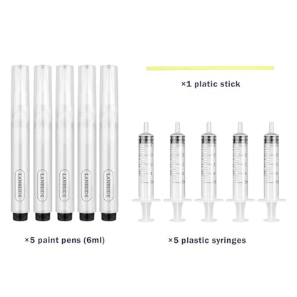 LANBEIDE Touch Up Paint Pen - Fillable Brush Pens 5Pcs for Drywall Repair, Wall, Furniture, Cabinet, Wood Floor, Window, 6ML - size: 5 Count (11 Pcs Kit)