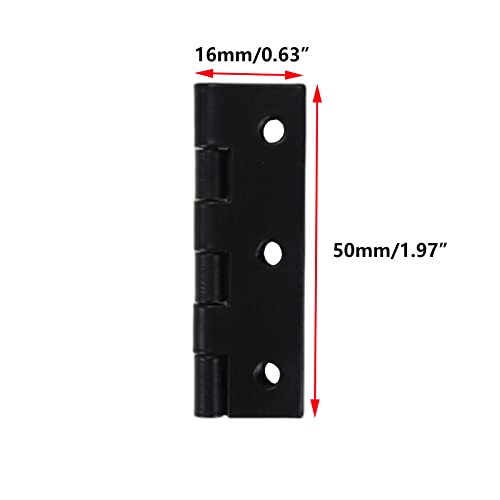Antrader 2" Black Folding Hinges Mini Cabinet Hinges with Screws for Cabinet Drawers Jewelry Box, 12 Pack - color: Black, size: 2" x 1.1", 12pcs
