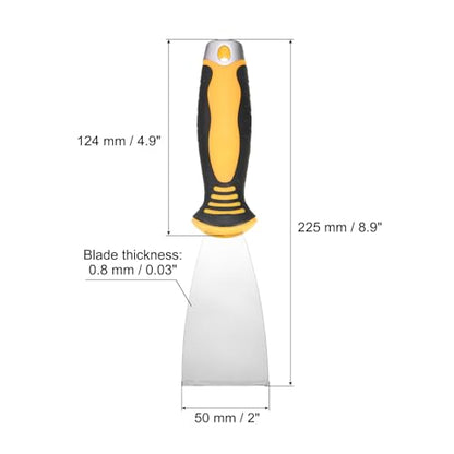 uxcell Putty Knife 2" High Carbon Steel Paint Scraper Flexible Drywall Repair Mud Knife for Removing Cement Wallpaper Mud Adhesive Taping with Metal Hammer End - size: 2"