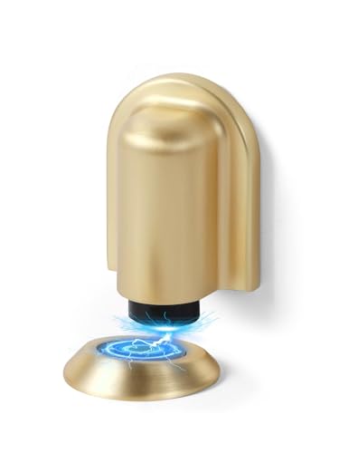 1 Pack Gold Door Stopper Magnetic Door Cathc Brushed Gold Floor Mounted Door Stop Keep Door Open with Screws and Adhesive No Drilling - color: Gold