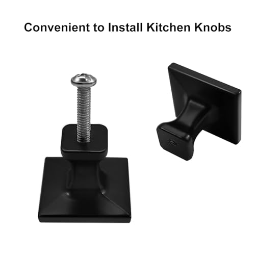 12 Pack Black Matte Cabinet Knobs, Square Drawer Knobs(30mm/1.2 Inch), Durable Dresser Knob with 24 PCS Screws, Pull Handle Hardware Kitchen Door Knobs for Cabinets - color: 12 PCS