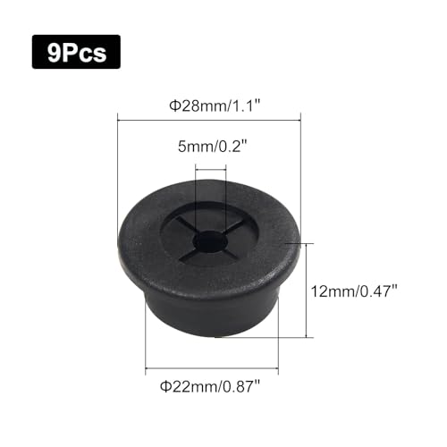 7/8 Inch Cable Grommet (22mm) – 9 Pcs Flexible Rubber Cable Hole Covers for Home Theater Cabinet, Power Strip Routing (Black) - size: 9pcs 7/8"(22mm)