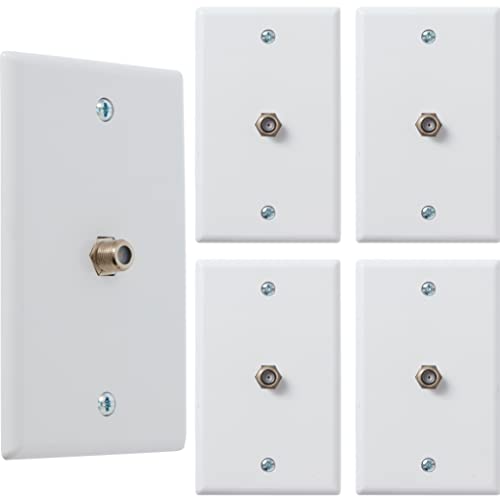 Newhouse Hardware 2.75 x 4.5 in. 1-Port TV Cable Wall Plate with F-Connector for Coaxial Cable, 5-Pack TVP-WH-05 - color: White, size: 5 Pack