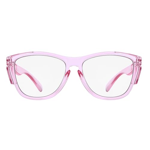 Z87 Anti-Fog Photochromic UV400 Blue Light Blocking Impact Resistant Protective Wraparound safety Glasses - color: Pink