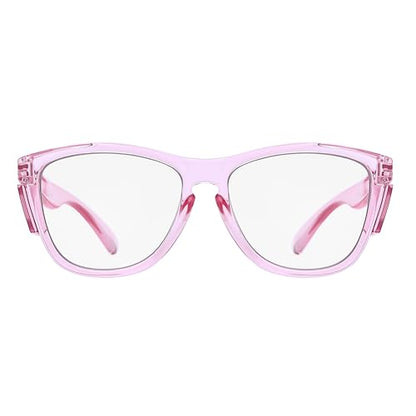 Z87 Anti-Fog Photochromic UV400 Blue Light Blocking Impact Resistant Protective Wraparound safety Glasses - color: Pink