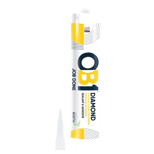 OB1 Universal Caulk Sealant & Adhesive Diamond Crystal Clear 10.1oz | Professional Grade All-in-One Advanced Hybrid | Water Resistant Internal & External | Shrink Crack & UV Resistant | 1 Cartridge - color: Clear, size: 10.1oz (Pack of 12)