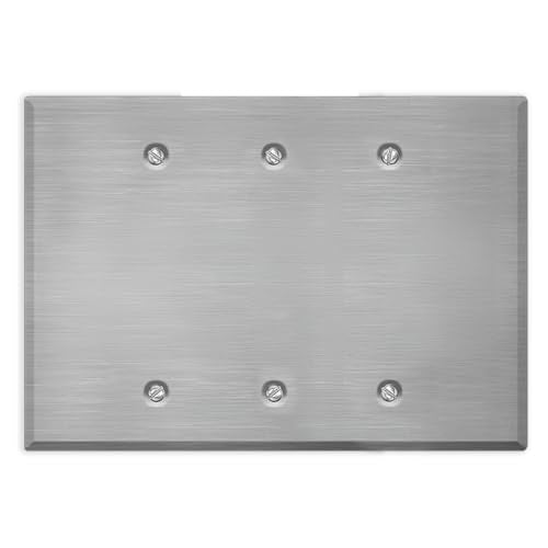 3-Gang Oversized Stainless Steel Blank Wall Plates – 5.5" x 7.5" Decorative Covers for Unused Electrical Boxes | Cover Empty Spaces | 3-Gang Oversized Metal Blank Faceplate - color: Blank Cover, size: 3 Gang