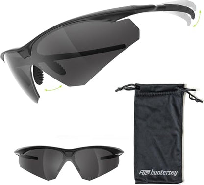 HTS HUNTERSKY S53 anti fog Tactical Shooting Range Safety Glasses Ballistic eye protection Hunting Airsoft Riding Pickleball - color: S51 Black / Smoke