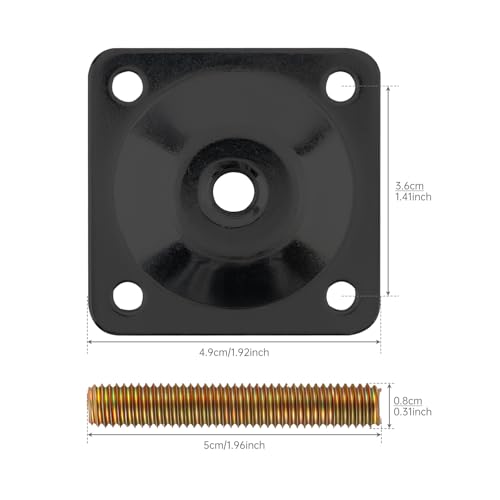 8 Sets Leg Mounting Plates Kit, M8 Thread Furniture Sofa Legs Attachment Plates T-Plate for Repairing Damaged Sofa Couch Seats, with Hanger Bolts, Screws(8, Black) - color: Black