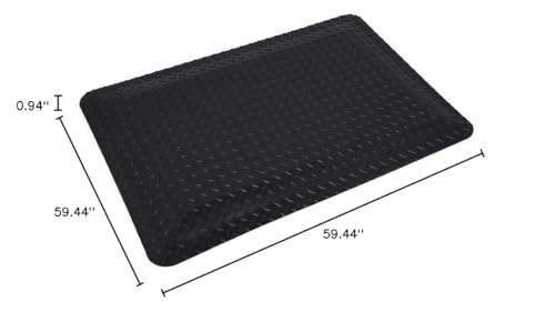 Wearwell Diamond-Plate Select UltraSoft Mat - Black. Anti-Fatigue Workstation Mat. 3' W x 5' L x 15/16" Thickness. PVC Vinyl Surface with PVC Sponge. For Dry Industrial Use (495.1516x3x5BK) - size: 3' W x 5' L x 15/16"