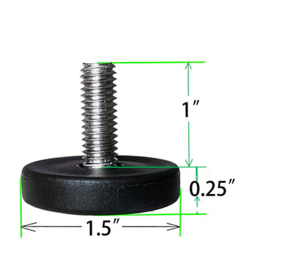 1.5" Base Furniture Levelers,#304 Stainless Steel 3/8-16 Bolt- Pack of 8 | Heavy Duty Adjusting Foot| 1" Adjustable Furniture Legs,Table Levelers. Low Profile - size: 3/8" Bolt, Pack of 8 Without Nut