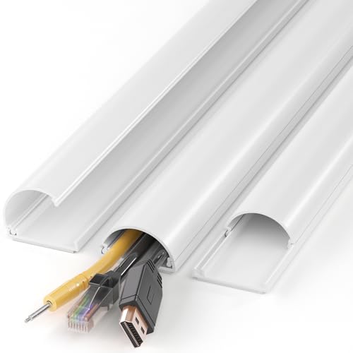 Cord Hider 42.5in(3X L14.2in), Cable Hider for 2-4 Cords, Cord Covers for Wires on Wall, Wire Covers for Cords Wall Mount TV, Cable Raceway White, W1.4in x H0.7in - color: White, size: 1.4in W X 0.7in H X 42.5in L